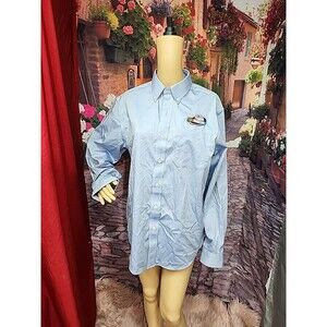 Red House Mens Blue  Non Iron Button Front Shirt Nascar Embroidered Logo SZ M